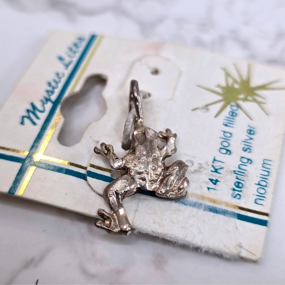 Vintage Sterling Silver Frog Charm Textured Animal Pendant 925 Mystic Lites